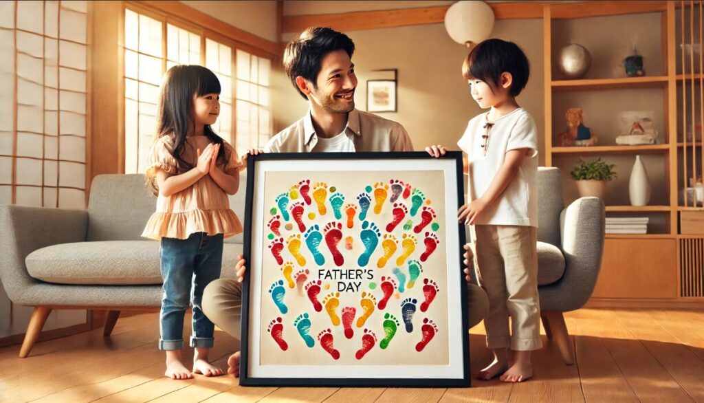 父の日におすすめの足形アートデザイン 父の日 手形 アート 兄弟 手作り テンプレート