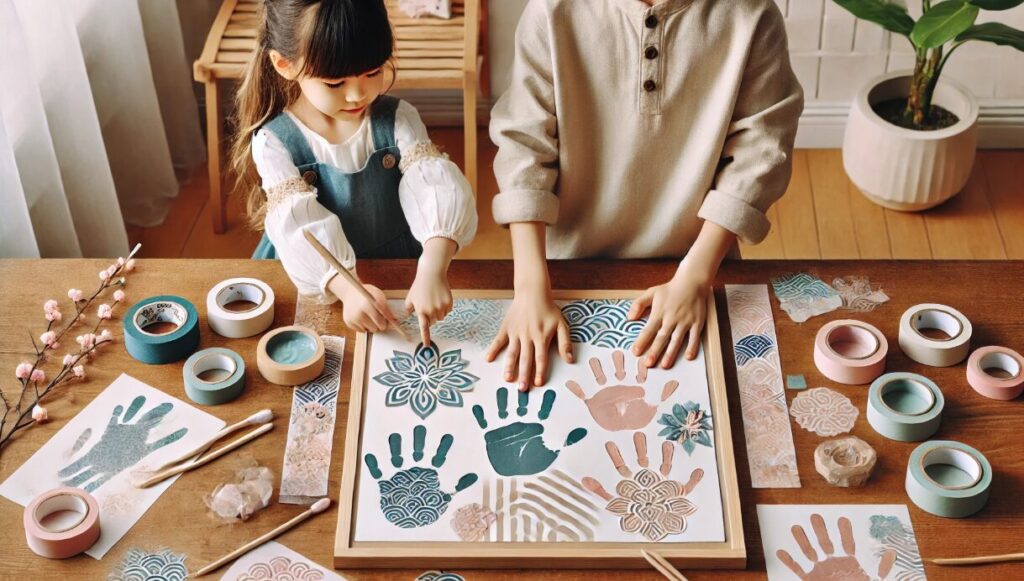 兄弟手形アートをおしゃれに仕上げるコツ 父の日 手形 アート 兄弟 手作り テンプレート