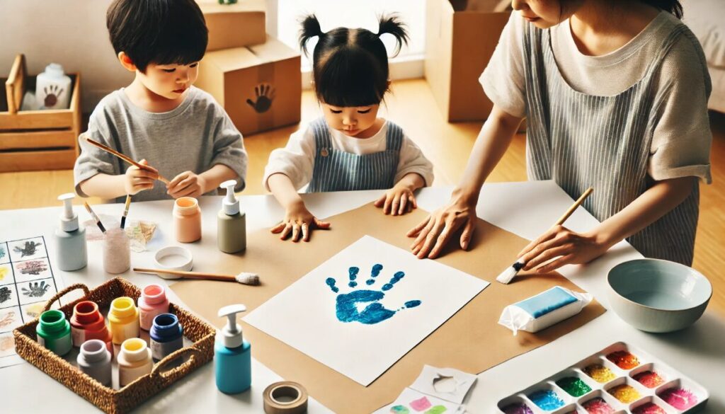 手形アート制作の流れとポイント 父の日 手形 アート 兄弟 手作り テンプレート