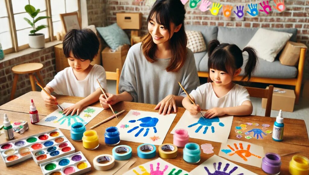 手形アート100均グッズで手軽に挑戦 父の日 手形 アート 兄弟 手作り テンプレート