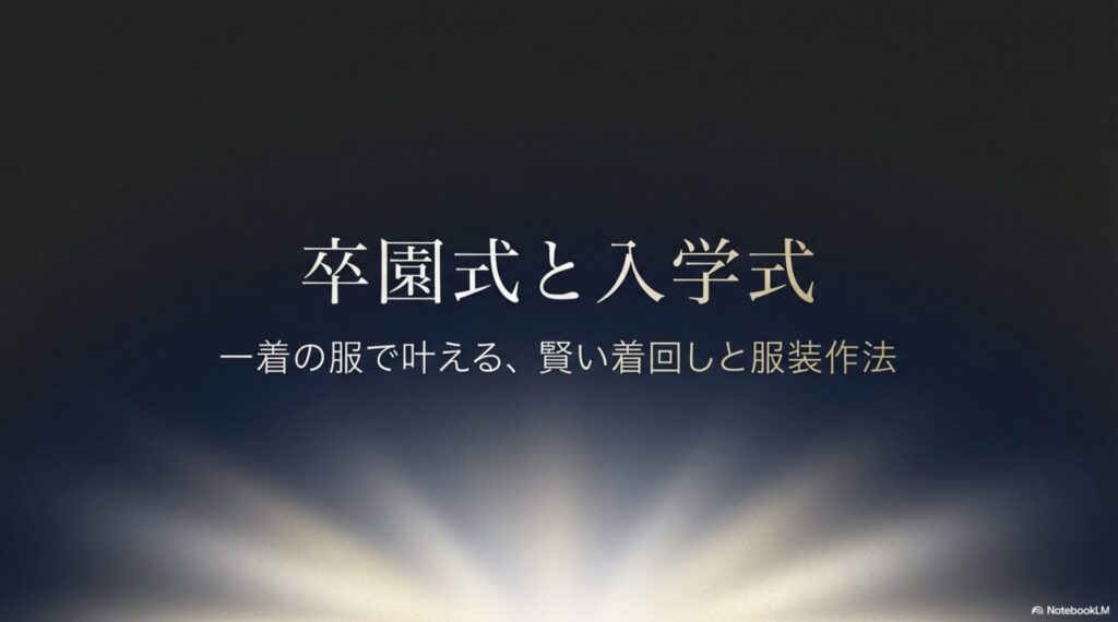 卒園式と入学式を一着の服で叶える、賢い着回しと服装作法についてのスライド表紙