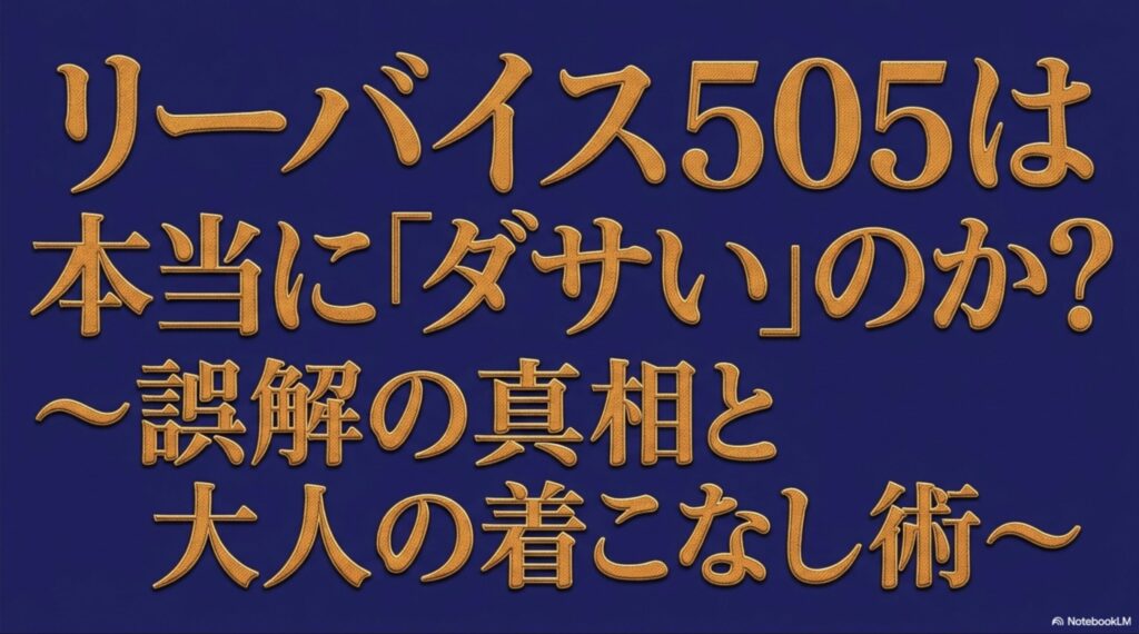 リーバイス505は本当にダサいのか？誤解の真相と大人の着こなし術を解説したスライド表紙
